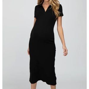 Pinkblush black ribbed maternity dress - S